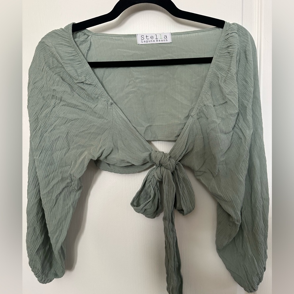 Stella Laguna Beach Sage Boho Tie-Front Shrug/Bolero. (No tag but fits XS/S/M)
